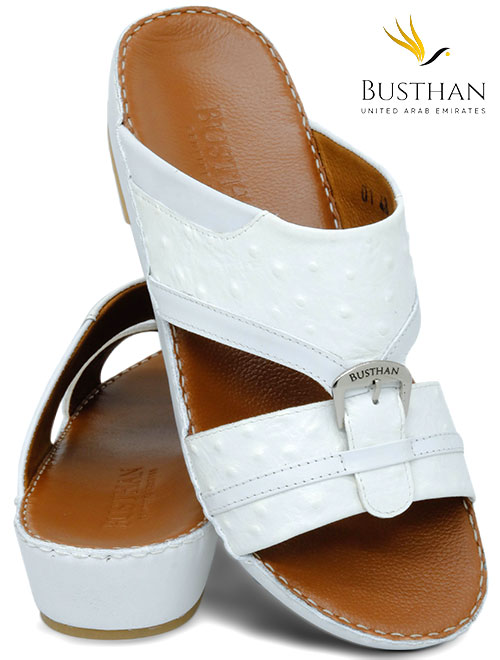 Busthan 01 [H7] OSTRICH White Tan Gents Sandal