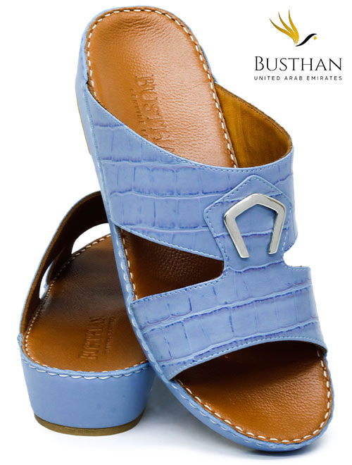 Busthan 03 [H16] CROCODILE Blue Tan Gents Sandal