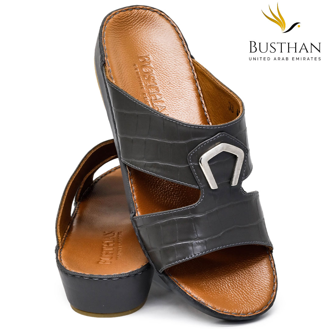 Busthan-03-[H18]-CROCODILE-Pattern-Gray-Tan-Gents-Sandal-40