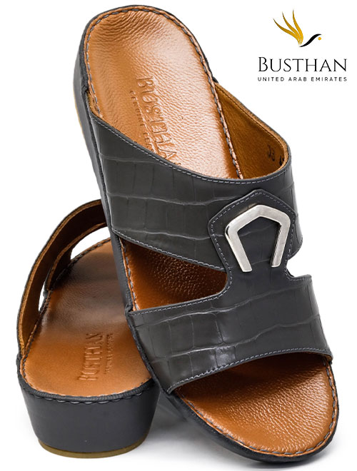 Busthan-03-[H18]-CROCODILE-Pattern-Gray-Tan-Gents-Sandal-40