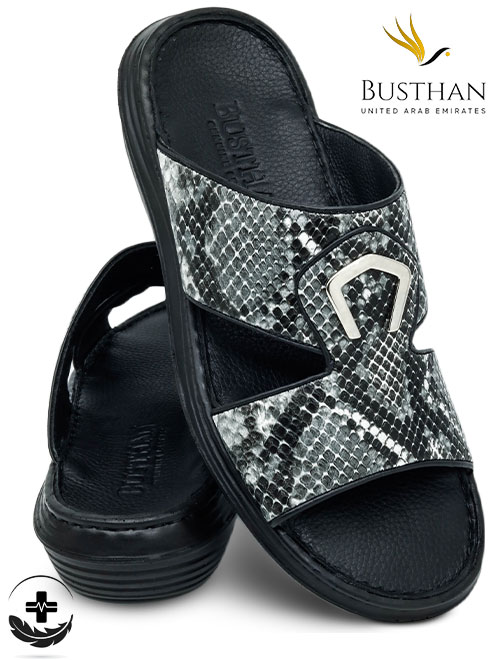 Busthan KY [H28] Snake Leather Black Gents Sandal