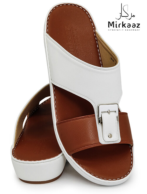 Mirkaaz [M157] 2946 White Tan Gents Sandal