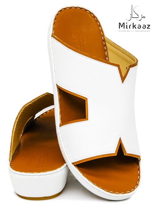 Mirkaaz [M183] 2962 White Tan Gents Sandal