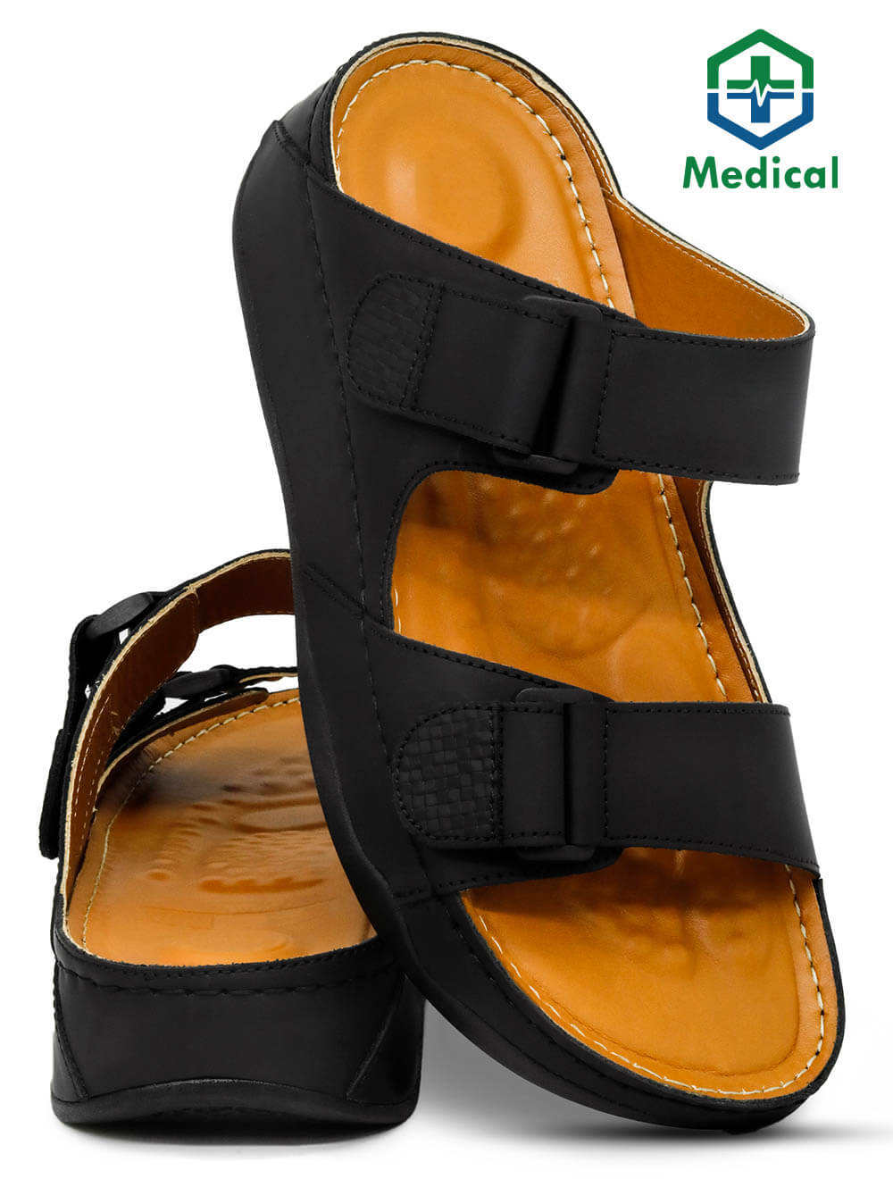 Busthan [H45] 5256 Black Tan Gents Arabic Medical Sandal
